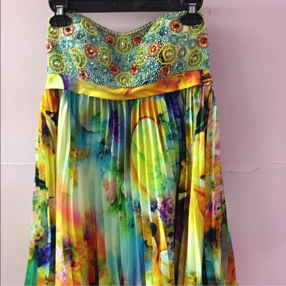 Sherri Hill Rainbow 🌈 Colorful Gorgeous Strapless Dress ❤️ FC